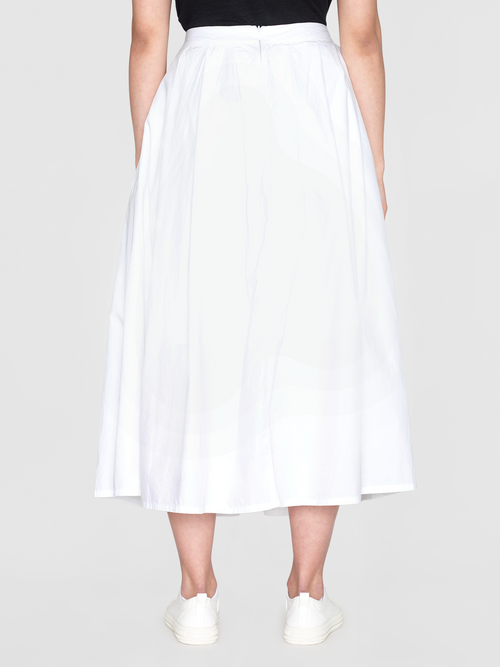 White Poplin PLeated Mid-length Skirt KNowledge Cotton Apparel