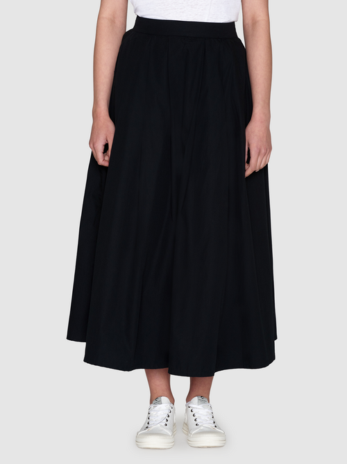 Black Poplin Pleated MId-length Skirt Knowledge Cotton Apparel