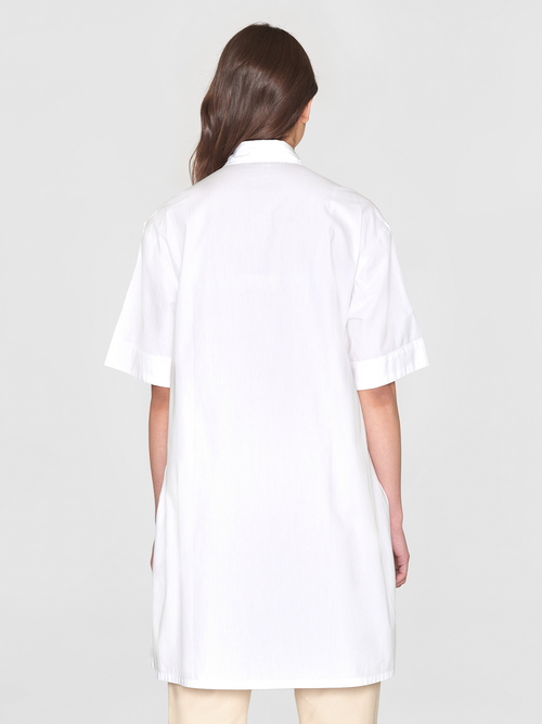 White A Line Poplin Shirt Dress Knowledge Cotton Apparel