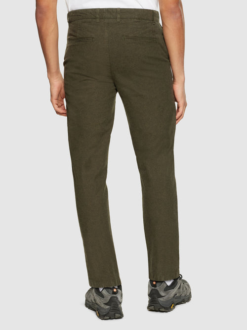 Dark Olive Chuck Flannel Pants Knowledge Cotton Apparel