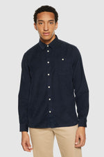 Dark Navy Regular Fit Corduroy Shirt Knowledge Cotton Apparel