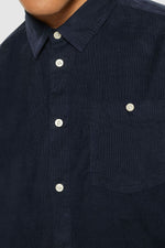 Dark Navy Regular Fit Corduroy Shirt Knowledge Cotton Apparel