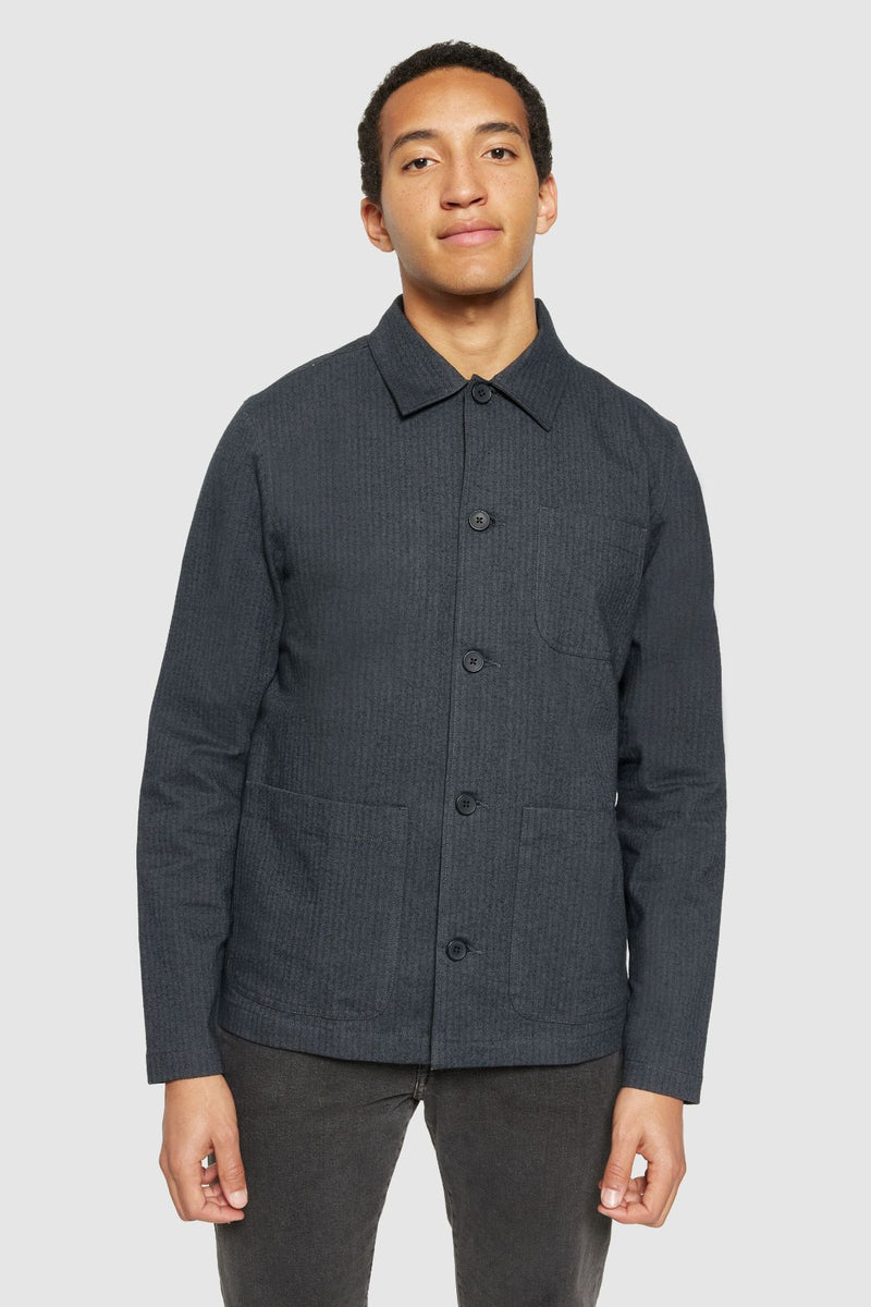 Grey Flannel Herringbone Overshirt Knowledge Cotton Apparel