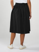Poplin Elastic Waist Black Skirt