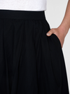 Black Poplin Pleated MId-length Skirt Knowledge Cotton Apparel