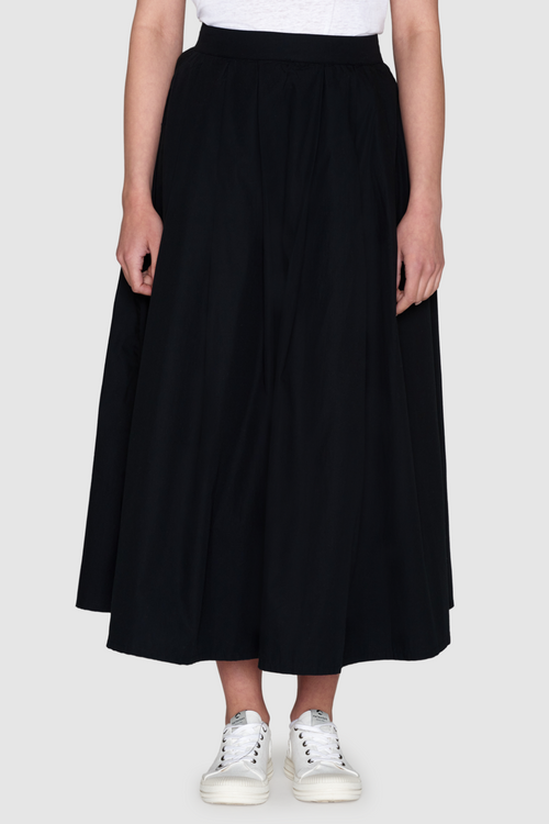Black Poplin Pleated MId-length Skirt Knowledge Cotton Apparel