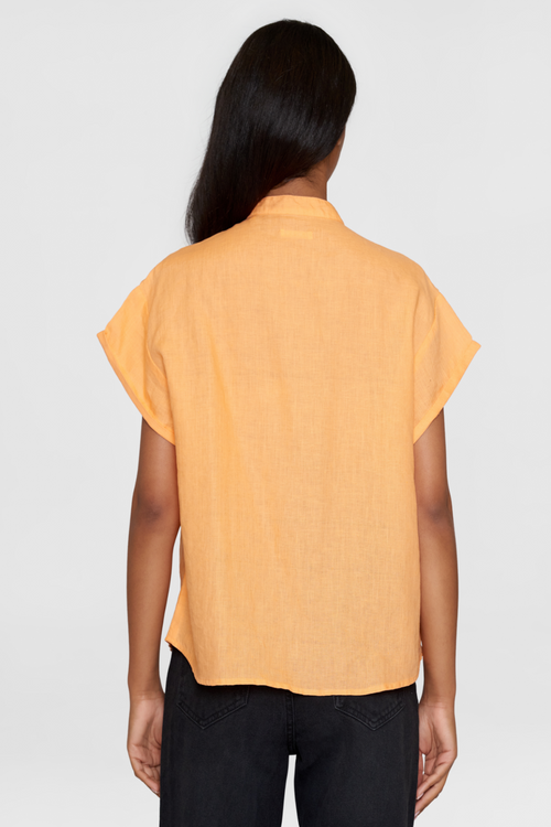Orange Aster Linen Shirt Knowledge Cotton Apaprel