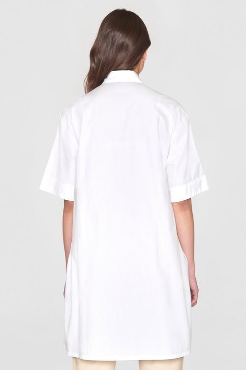 White A Line Poplin Shirt Dress Knowledge Cotton Apparel