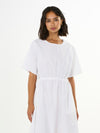 Poplin O Neck Short Sleeved White Dress Knowledge Cotton Apparel