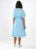 Poplin O-Neck Airy Blue Dress Knowledge Cotton Apparel
