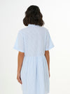 Seersucker Short Short Blue Dress Knowledge Cotton Apparel