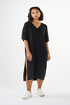 V-Neck Viscose Knit Dress Knowledge Cotton Apparel