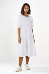 Puff Sleeves Poplin White Dress Knowledge Cotton Apparel