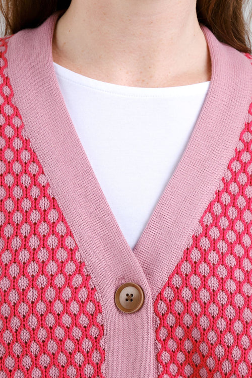 Bubble Knit True Red/Lilas Pink Kanan Cardigan Dedicated