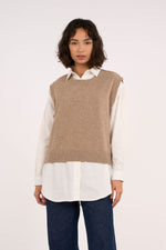 Beige Lambswool Vest Knowledge Cotton Apparel