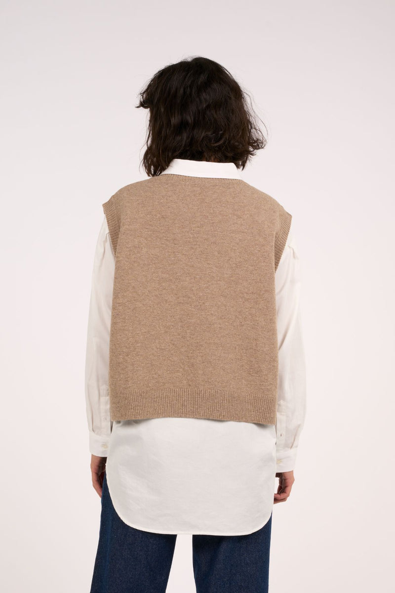 Beige Lambswool Vest Knowledge Cotton Apparel