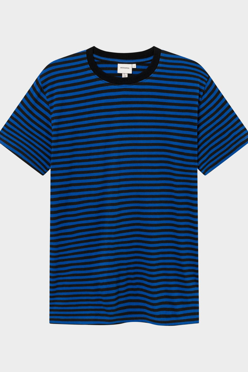 Black and Surf Blue Stripe Stockholm Tshirt Dedicated