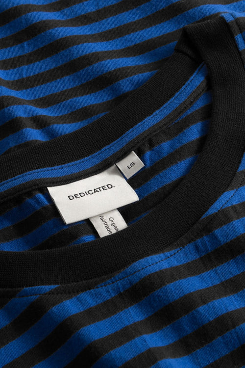 Black and Surf Blue Stripe Stockholm Tshirt Dedicated