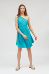 Multiposition Short Teal Green Tencel Linen Dress Suite13