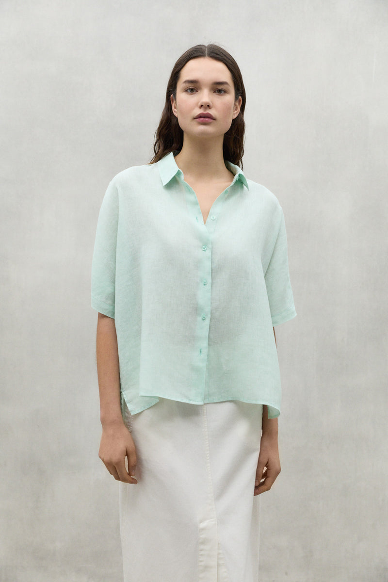 Oversize Mint Melania Linen Shirt