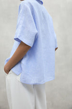 Sky blue Striped Melania Linen Shirt Ecoalf