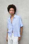 Sky blue Striped Melania Linen Shirt Ecoalf