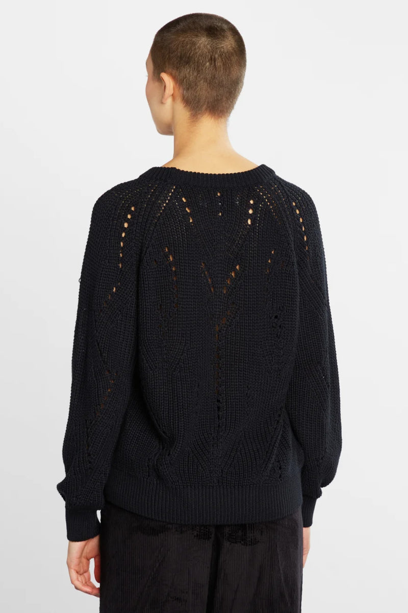 Ockelbo Pointelle Knit Sweater Black Dedicated