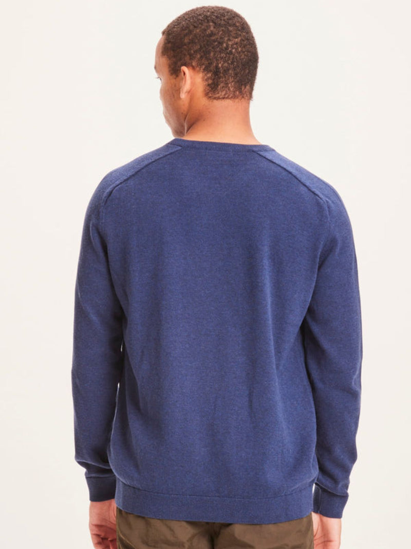 Blue Field O-Neck Long Stable  Cotton Knit Knowledge Cotton Apparel