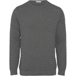 Field O-Neck Structured Knit Grey Knowledge Cotton Apparel