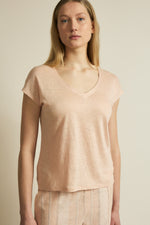 Linen V-Neck  Rose Shirt Lanius