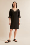 Black linen dress with embroidery Lanius