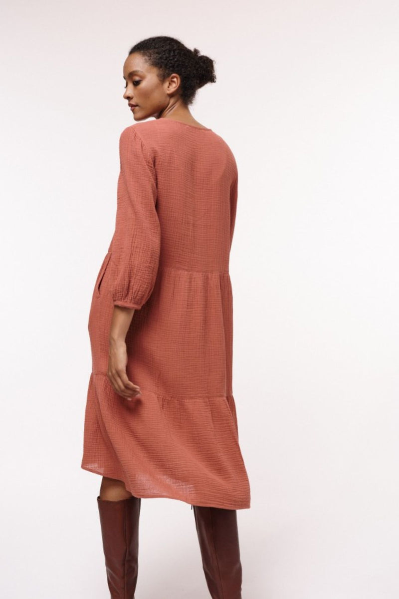 Dark Rouge Midi Dress with Structure Lanius The Good Store Barcelona Dark Rouge Midi Dress with Structure Lanius The Good Store Barcelona