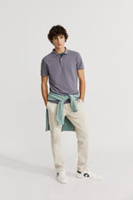 Ted Slim Fit Grey Blue Polo Ecoalf