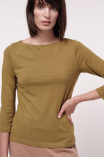 Green 3/4 Sleeves Organic Cotton and Hemp Tshirt Lanius