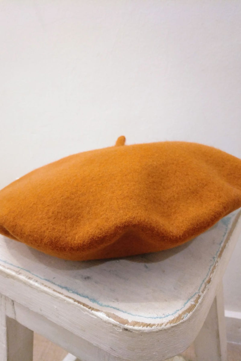 Orange Merino Wool Elosegui Beret