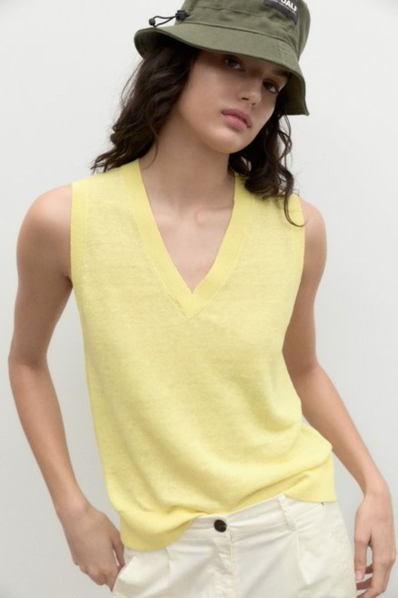 Palma Linen Knitted Vest Lemonade Ecoalf