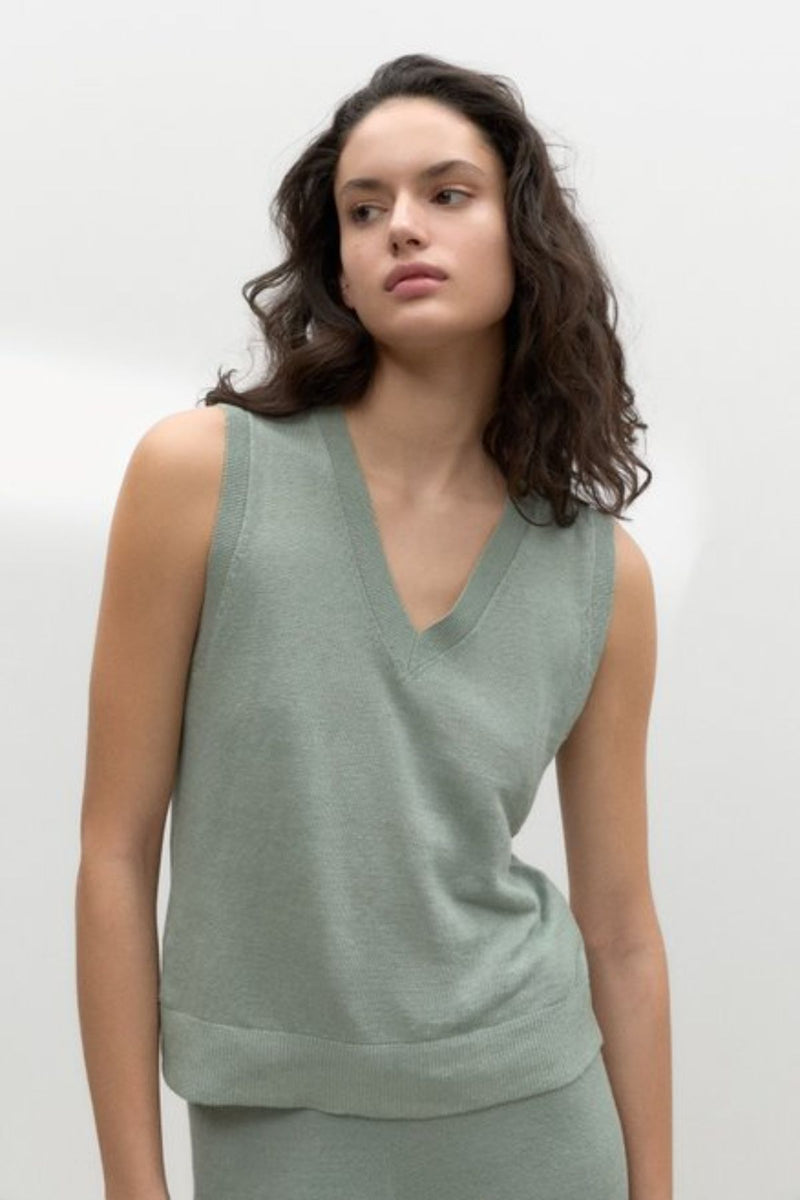 Palma Linen Knit Vest Green Ecoalf