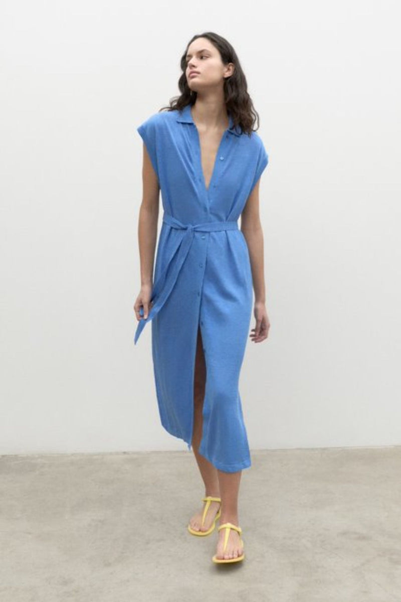 Turquoise Linen Dress French Blue Ecoalf The Good Store Barcelona Turquoise Linen Dress French Blue Ecoalf The Good Store Barcelona