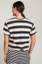 Isquia Black and White Striped Top Suite13