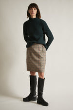 Merino Wool Glen Check Skirt Lanius